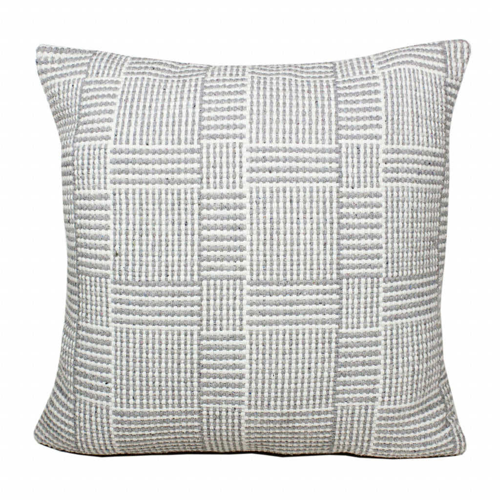 20" X 20" Gray And White 100% Cotton Geometric Zippered Pillow 4.0" (L) x 20.0" (W) x 20.0" (H) FurniFindUSA
