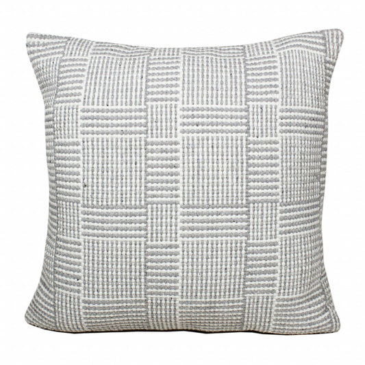 20" X 20" Gray And White 100% Cotton Geometric Zippered Pillow 4.0" (L) x 20.0" (W) x 20.0" (H) FurniFindUSA