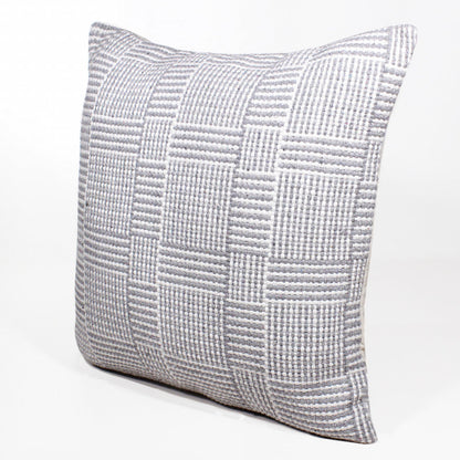 20" X 20" Gray And White 100% Cotton Geometric Zippered Pillow 4.0" (L) x 20.0" (W) x 20.0" (H) FurniFindUSA