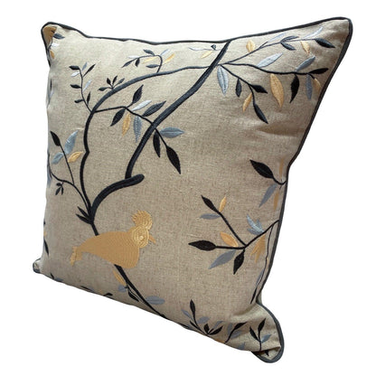 20" X 20" Linen Cream Dark Blue And Light Blue 100% Cotton Abstract Zippered Pillow FurniFindUSA