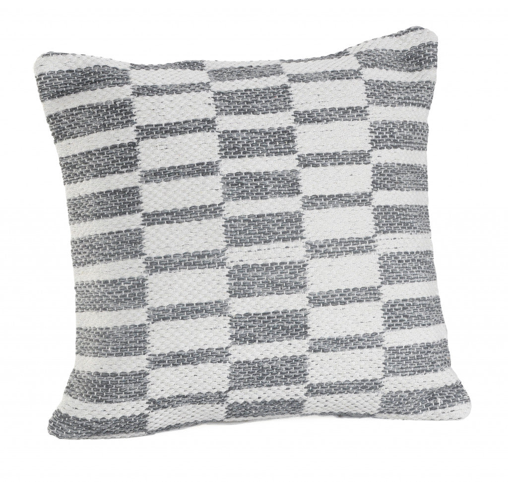18" X 18" Gray And White 100% Cotton Geometric Zippered Pillow 6.0" (L) x 18.0" (W) x 18.0" (H) FurniFindUSA
