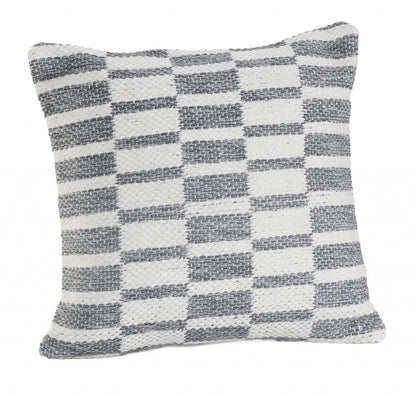 18" X 18" Gray And White 100% Cotton Geometric Zippered Pillow 6.0" (L) x 18.0" (W) x 18.0" (H) FurniFindUSA