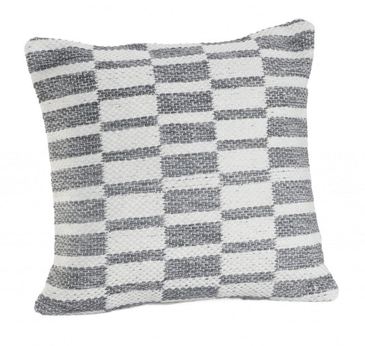 18" X 18" Gray And White 100% Cotton Geometric Zippered Pillow 6.0" (L) x 18.0" (W) x 18.0" (H) FurniFindUSA