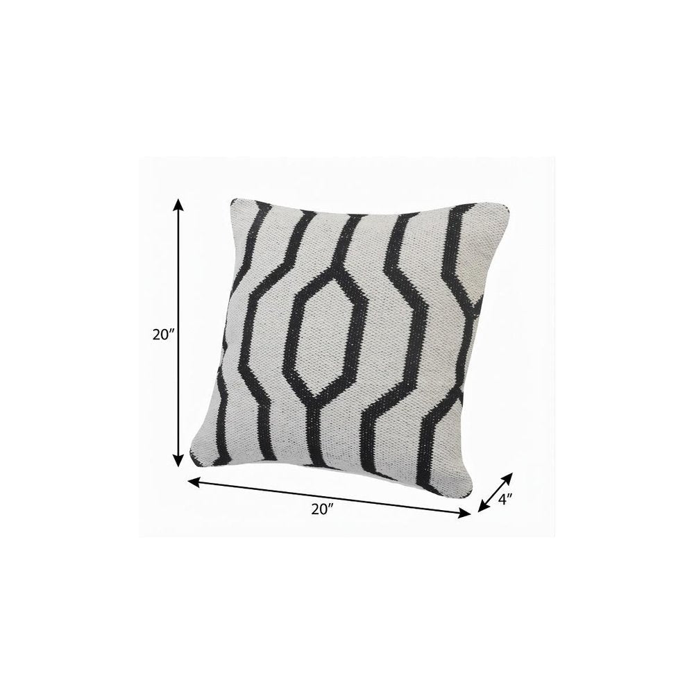 20" Black And White Cotton Geometric Throw Pillow HomeRoots
