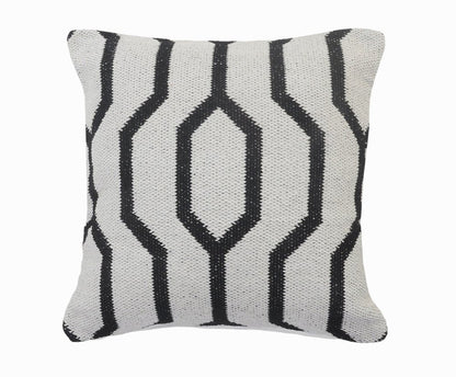 20" Black And White Cotton Geometric Throw Pillow HomeRoots
