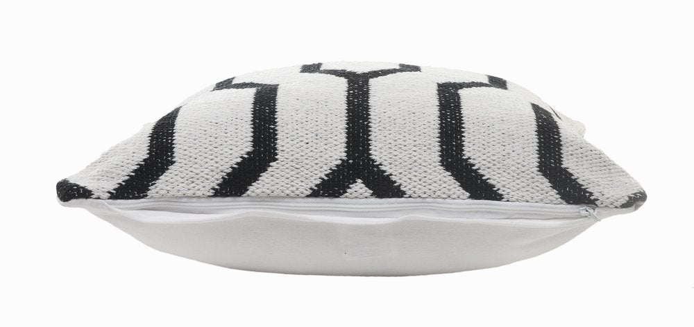20" Black And White Cotton Geometric Throw Pillow — view 2