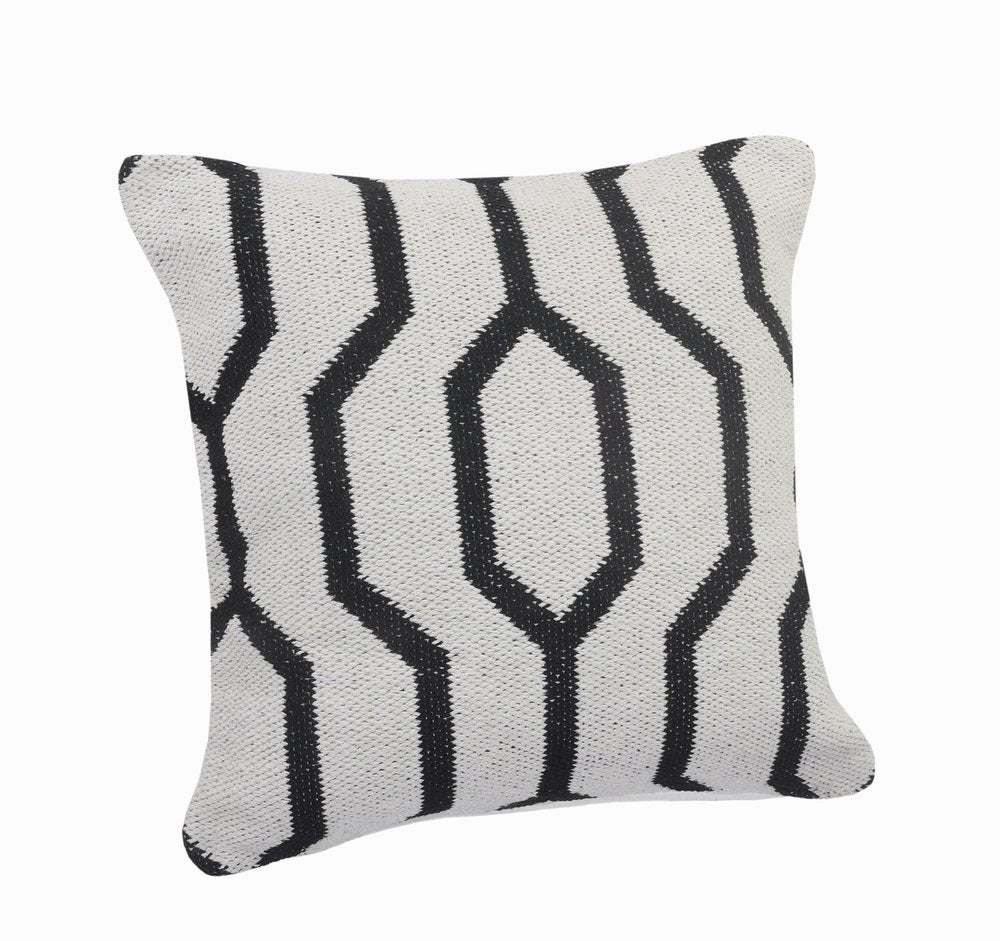 20" Black And White Cotton Geometric Throw Pillow — view 3