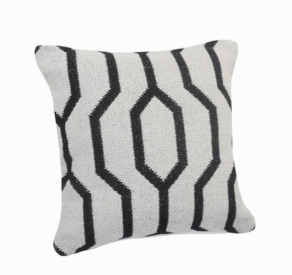 20" Black And White Cotton Geometric Throw Pillow HomeRoots