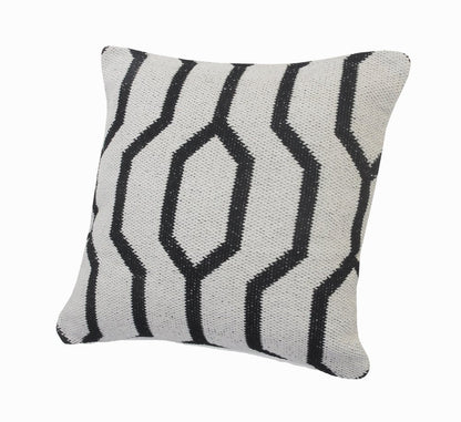 20" Black And White Cotton Geometric Throw Pillow HomeRoots