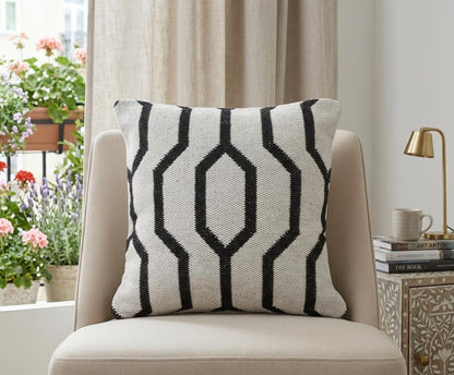 20" Black And White Cotton Geometric Throw Pillow HomeRoots
