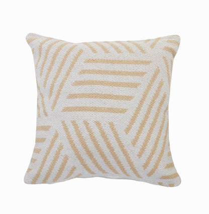 20" X 20" Tan And White 100% Cotton Geometric Zippered Pillow FurniFindUSA