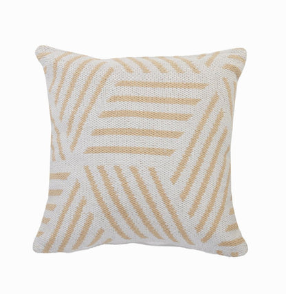 20" X 20" Tan And White 100% Cotton Geometric Zippered Pillow HomeRoots