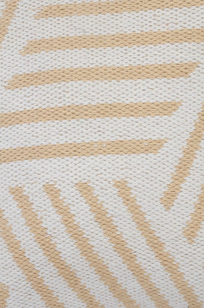 20" X 20" Tan And White 100% Cotton Geometric Zippered Pillow HomeRoots
