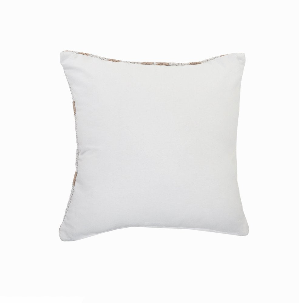 20" X 20" Tan And White 100% Cotton Geometric Zippered Pillow HomeRoots