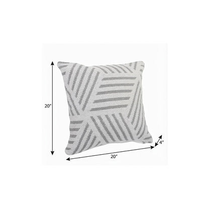 20" X 20" Gray And White 100% Cotton Geometric Zippered Pillow HomeRoots