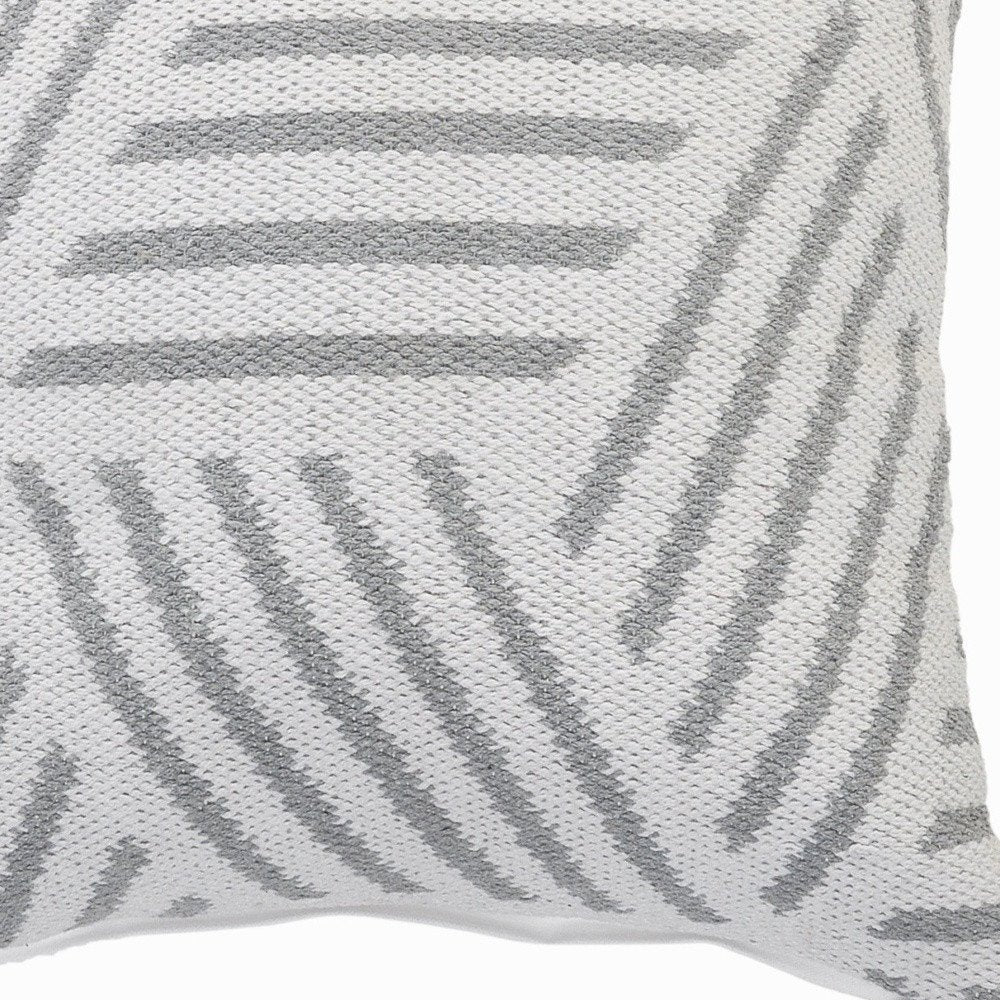 20" X 20" Gray And White 100% Cotton Geometric Zippered Pillow HomeRoots