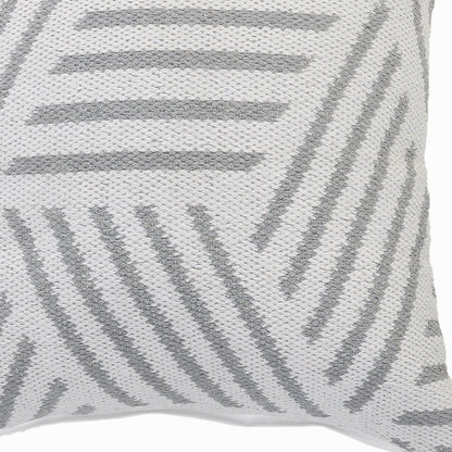 20" X 20" Gray And White 100% Cotton Geometric Zippered Pillow HomeRoots