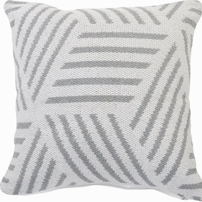 20" X 20" Gray And White 100% Cotton Geometric Zippered Pillow HomeRoots