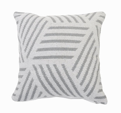 20" X 20" Gray And White 100% Cotton Geometric Zippered Pillow HomeRoots