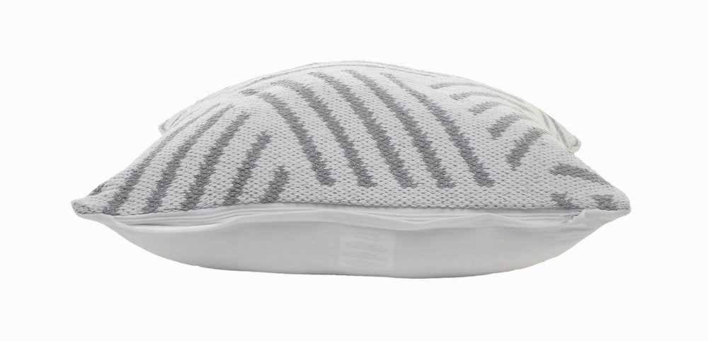 20" X 20" Gray And White 100% Cotton Geometric Zippered Pillow — view 3