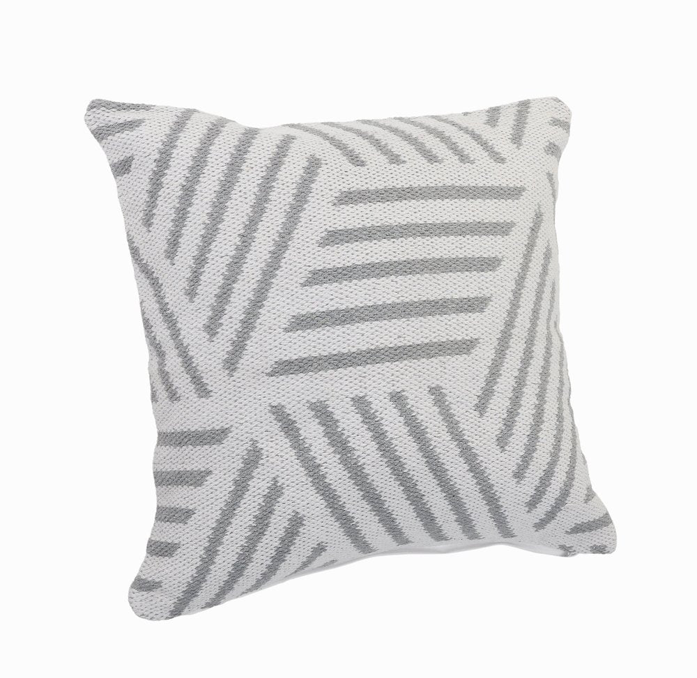 20" X 20" Gray And White 100% Cotton Geometric Zippered Pillow HomeRoots