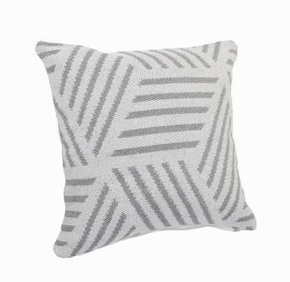 20" X 20" Gray And White 100% Cotton Geometric Zippered Pillow HomeRoots