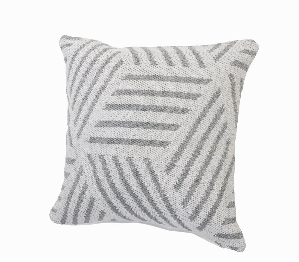 20" X 20" Gray And White 100% Cotton Geometric Zippered Pillow HomeRoots