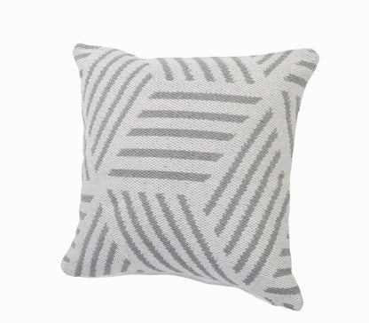 20" X 20" Gray And White 100% Cotton Geometric Zippered Pillow HomeRoots