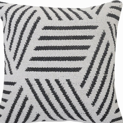 20" Black And White Cotton Geometric Throw Pillow