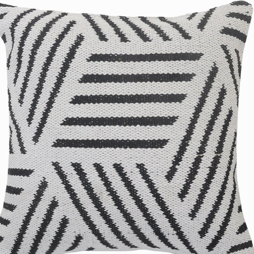 20" Black And White Cotton Geometric Throw Pillow HomeRoots
