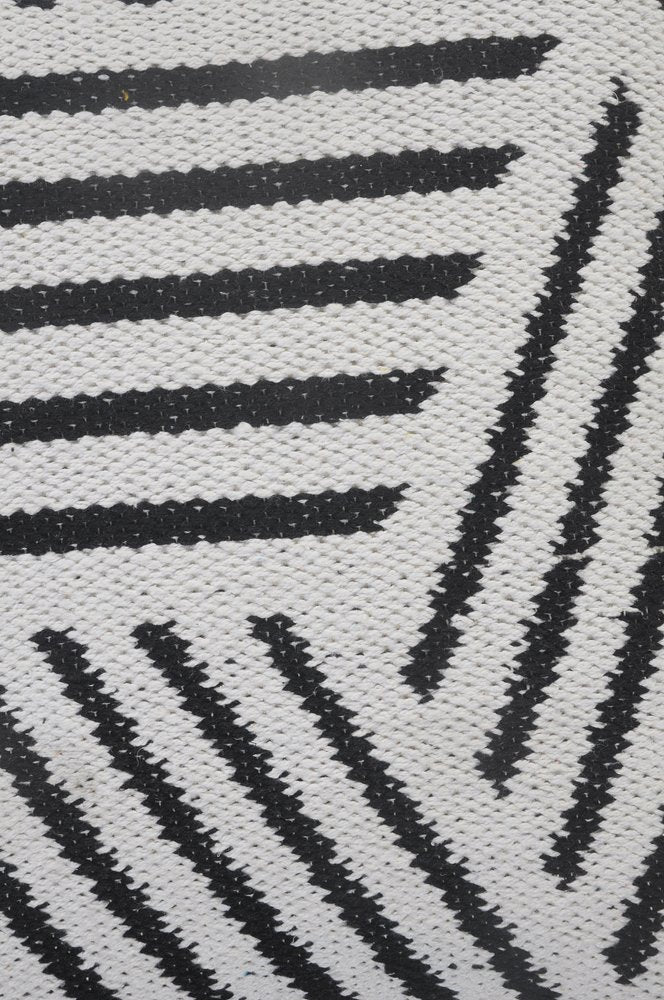 20" Black And White Cotton Geometric Throw Pillow — view 2