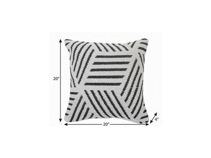 20" Black And White Cotton Geometric Throw Pillow
