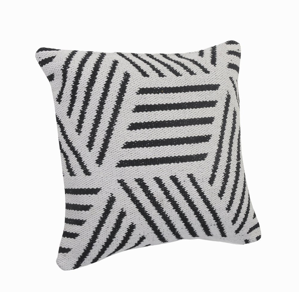 20" Black And White Cotton Geometric Throw Pillow — view 3