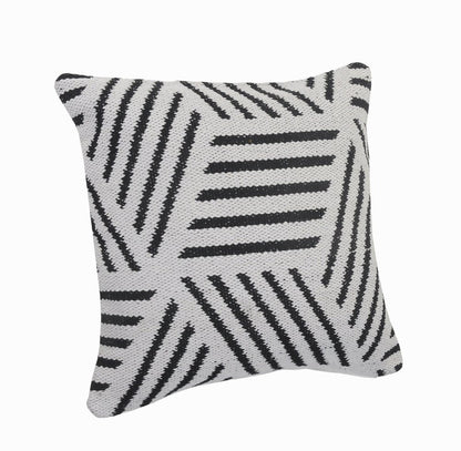 20" Black And White Cotton Geometric Throw Pillow HomeRoots