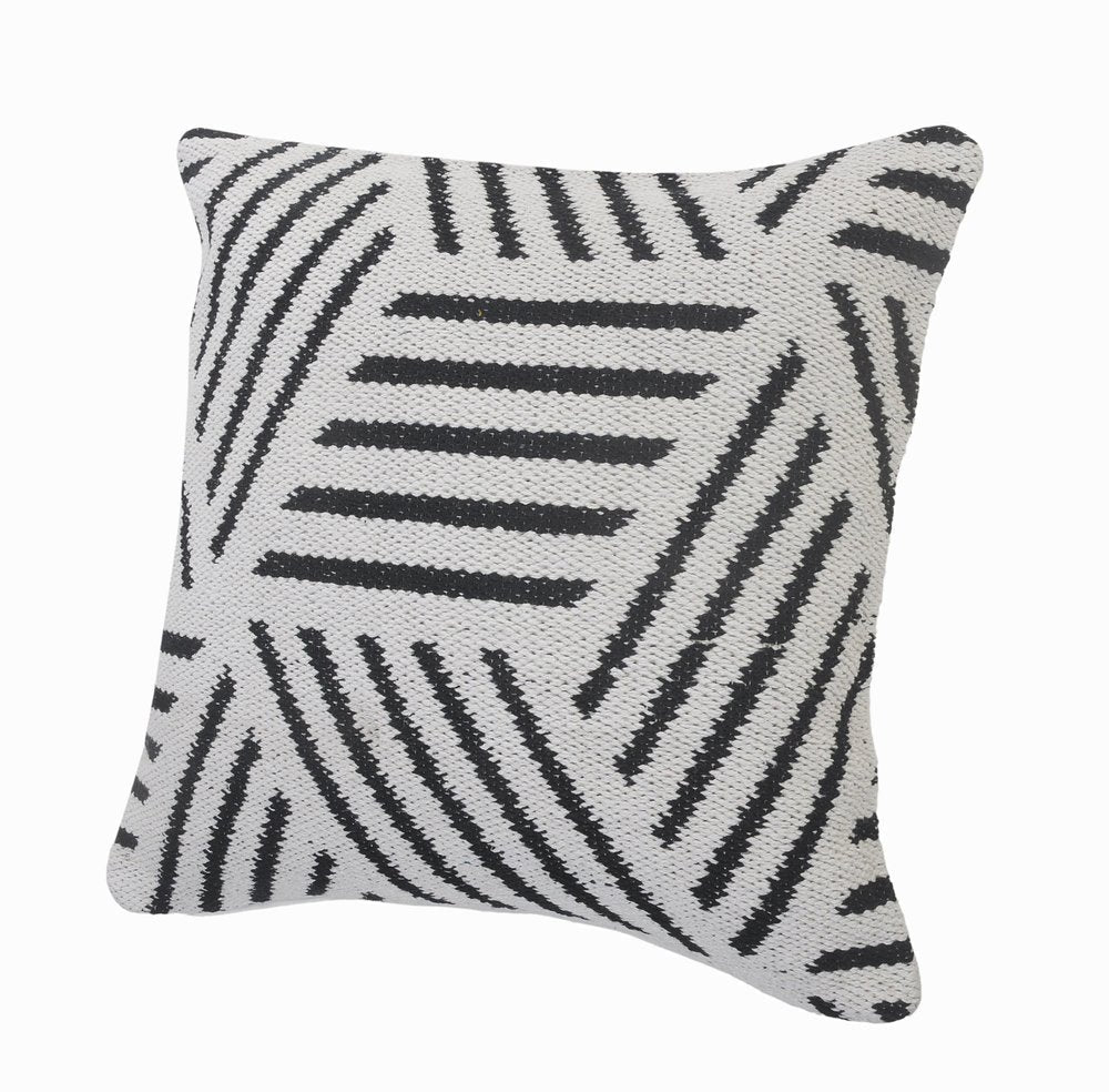 20" Black And White Cotton Geometric Throw Pillow — view 4