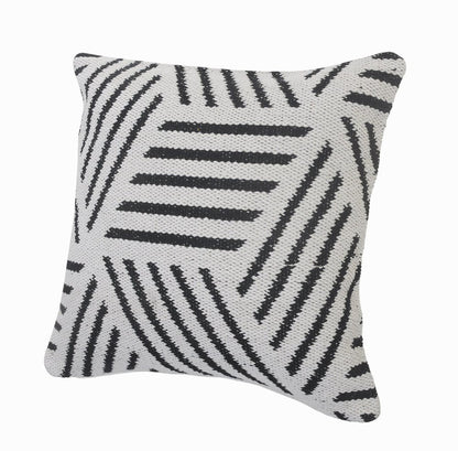 20" Black And White Cotton Geometric Throw Pillow HomeRoots