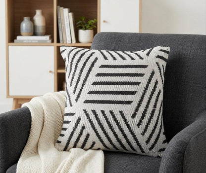 20" Black And White Cotton Geometric Throw Pillow HomeRoots