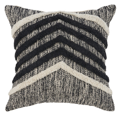 18" X 18" Black and Off White Striped Cotton Zippered Pillow FurniFindUSA