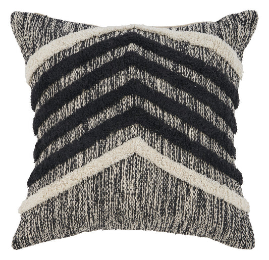 18" X 18" Black and Off White Striped Cotton Zippered Pillow FurniFindUSA
