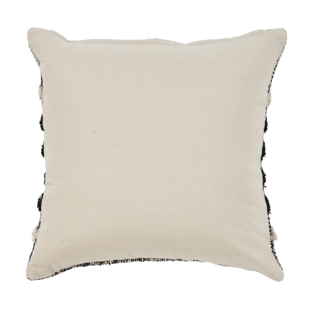 18" X 18" Black and Off White Striped Cotton Zippered Pillow FurniFindUSA