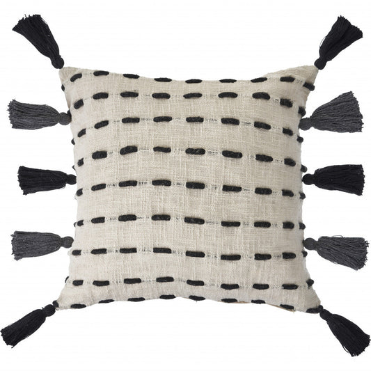 20" X 20" Black And Cream 100% Cotton Geometric Zippered Pillow 4.0" (L) x 20.0" (W) x 20.0" (H) FurniFindUSA