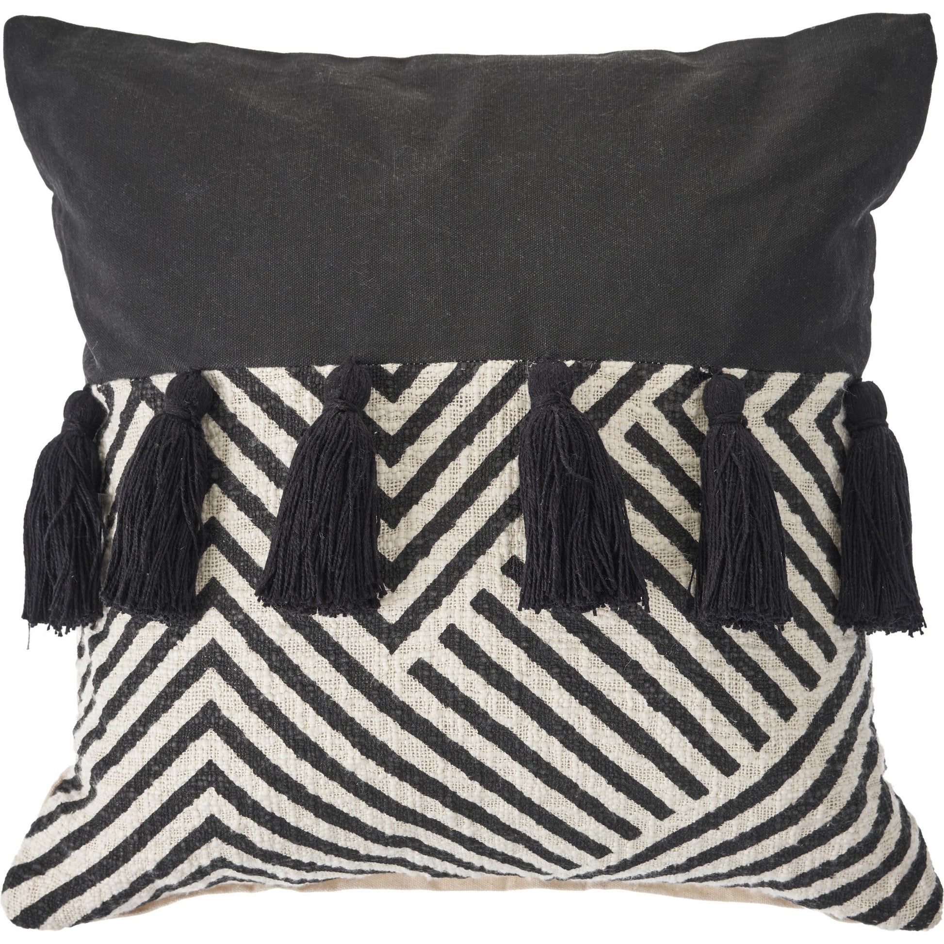 20" X 20" Black And White 100% Cotton Chevron Zippered Pillow 4.0" (L) x 20.0" (W) x 20.0" (H) FurniFindUSA