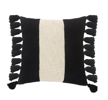 20" X 20" Black And Ivory 100% Cotton Striped Zippered Pillow FurniFindUSA