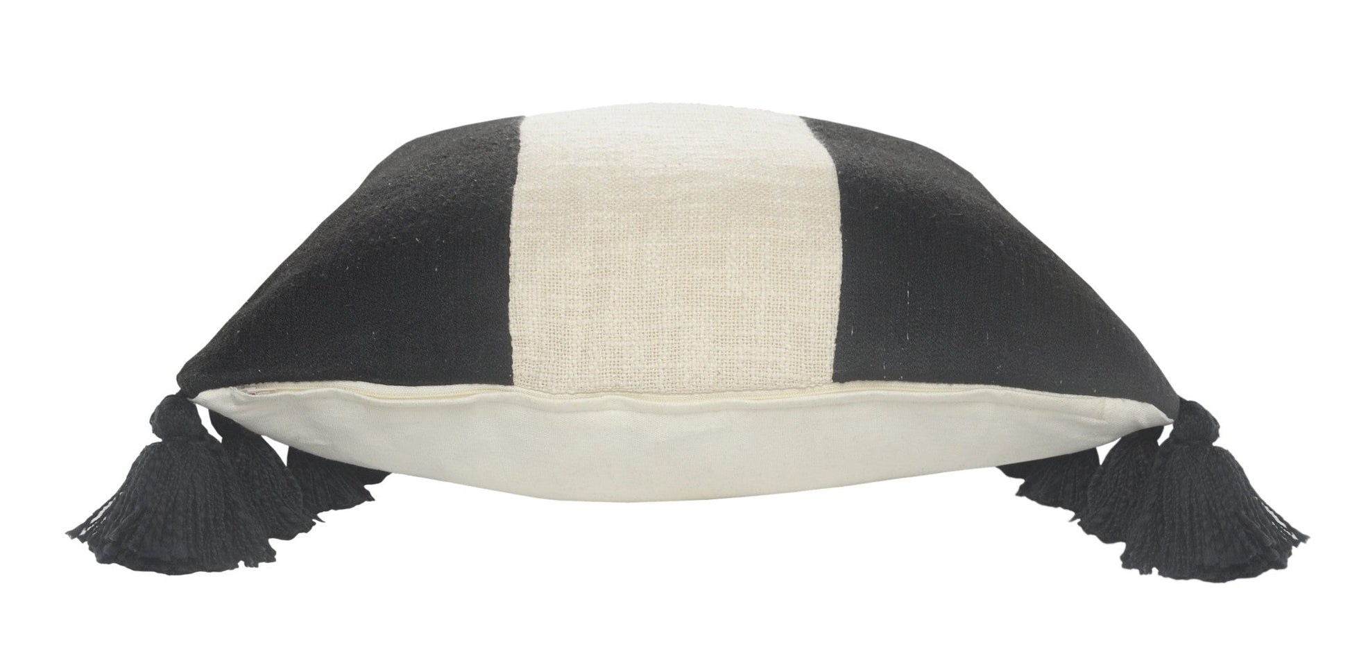 20" X 20" Black And Ivory 100% Cotton Striped Zippered Pillow FurniFindUSA