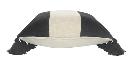 20" X 20" Black And Ivory 100% Cotton Striped Zippered Pillow FurniFindUSA
