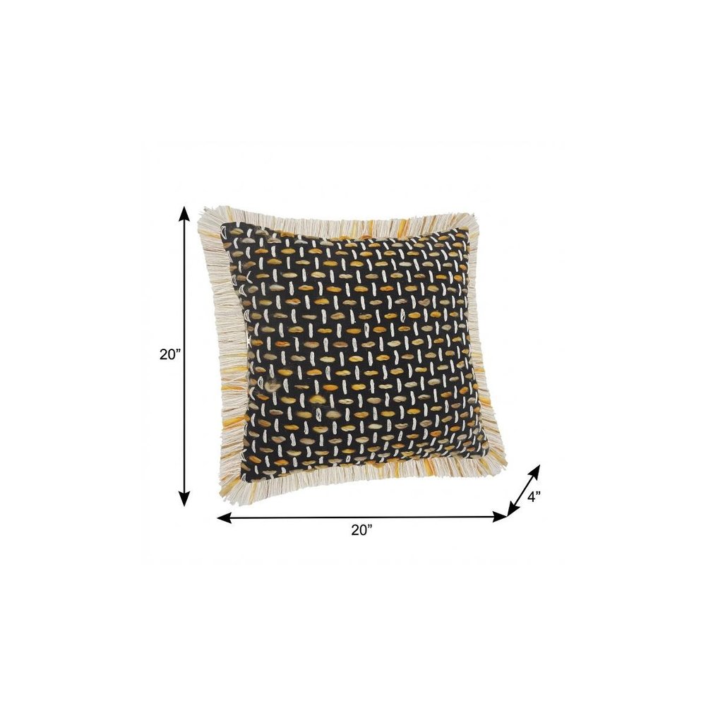 20" X 20" Black Gold And White Polyester And Cotton Blend Geometric Zippered Pillow — view 8