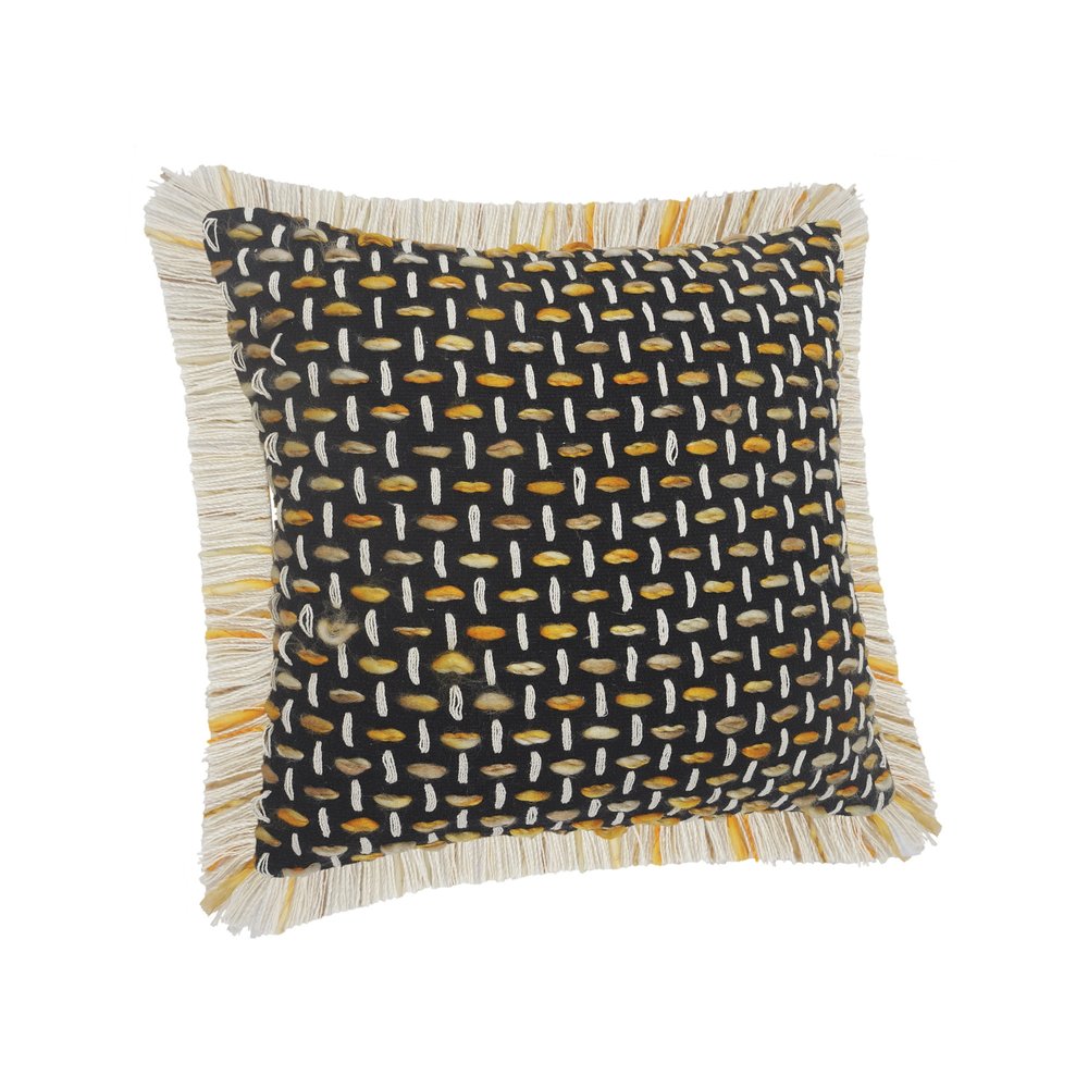 20" X 20" Black Gold And White Polyester And Cotton Blend Geometric Zippered Pillow — view 2