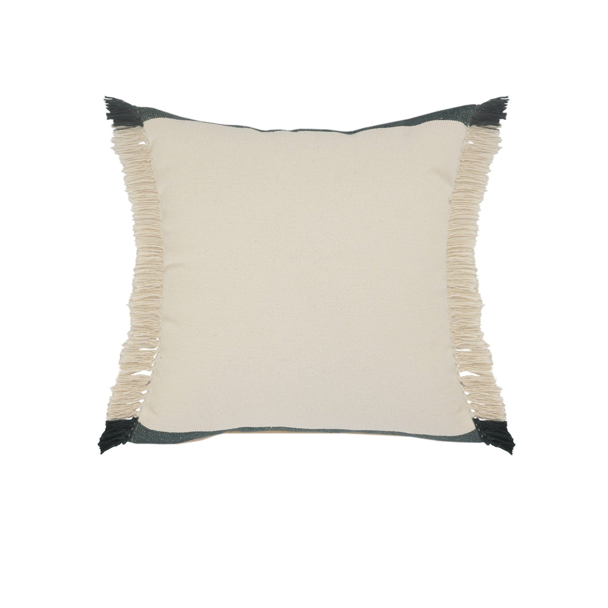 20" X 20" Juniper Green Dark Green White And Linen 100% Cotton Striped Zippered Pillow FurniFindUSA