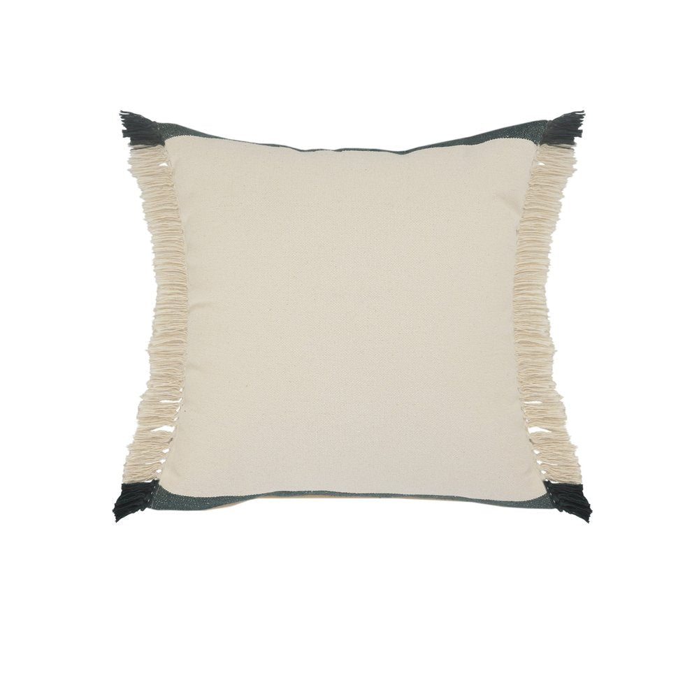 20" X 20" Juniper Green Dark Green White And Linen 100% Cotton Striped Zippered Pillow HomeRoots