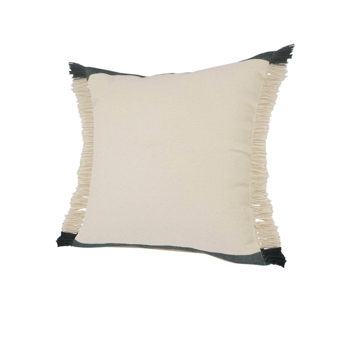20" X 20" Juniper Green Dark Green White And Linen 100% Cotton Striped Zippered Pillow FurniFindUSA